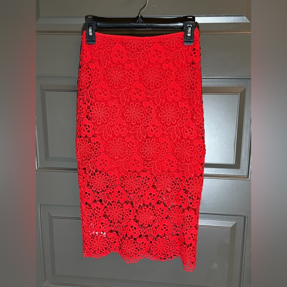 Cynthia Rowley Vibrant Red Floral Pencil Skirt